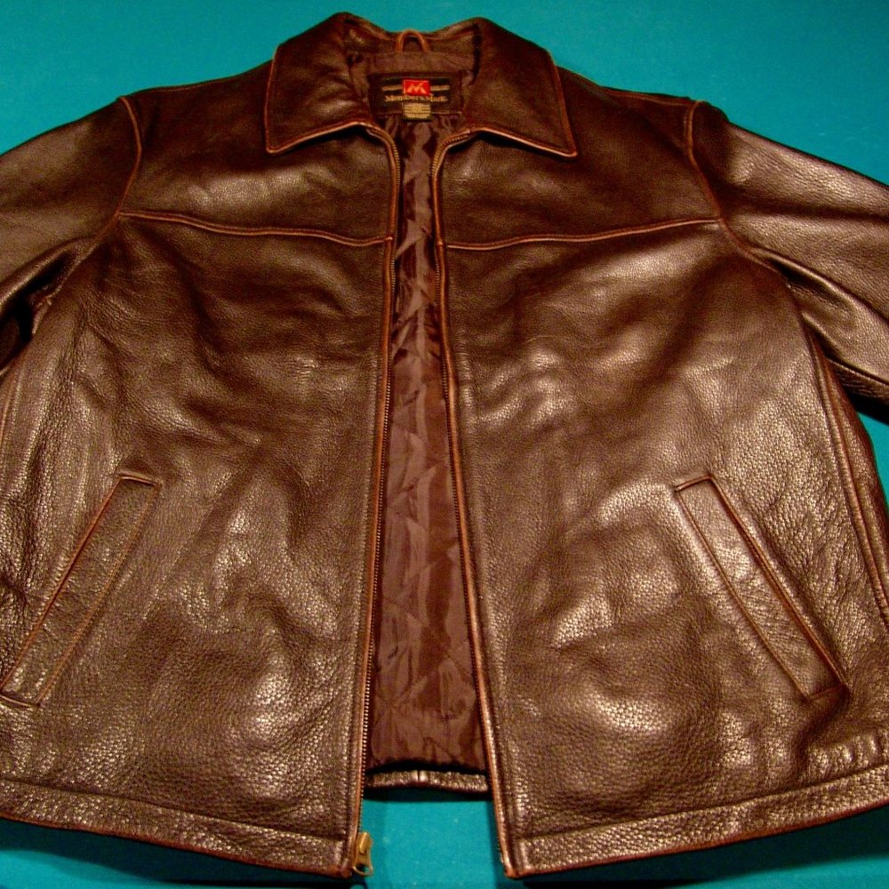 Leather Jacket, Large, Brown Leather